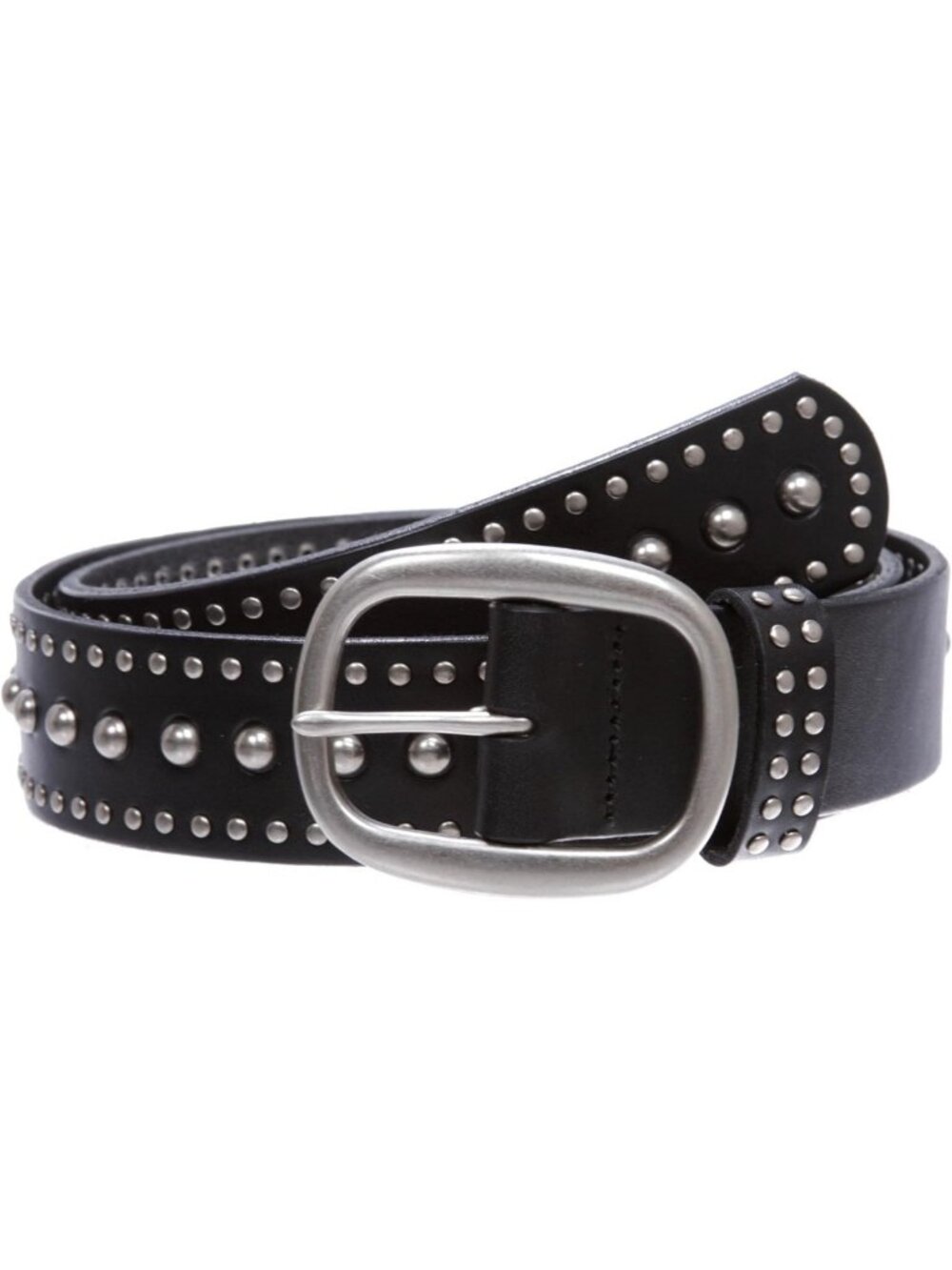 Stylish Oval Buckle Studded Leather Belt for Women - Chic Fashion Accessory